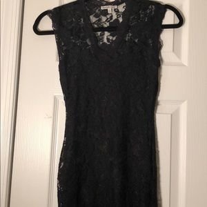 Lace black fitted dress